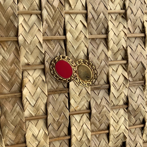 Red & Gold Stud Earrings - Picture 9 of 9